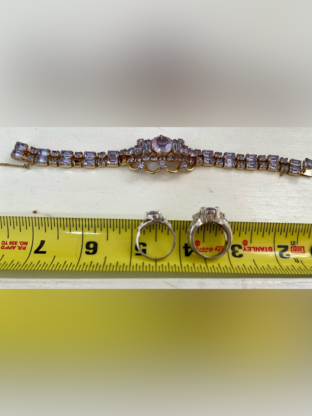 Kramer Gold-Tone Amethyst Bracelet rings and earring set - Picture 4 of 16